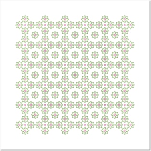 Green and pink flower pattern, version 6 Posters and Art